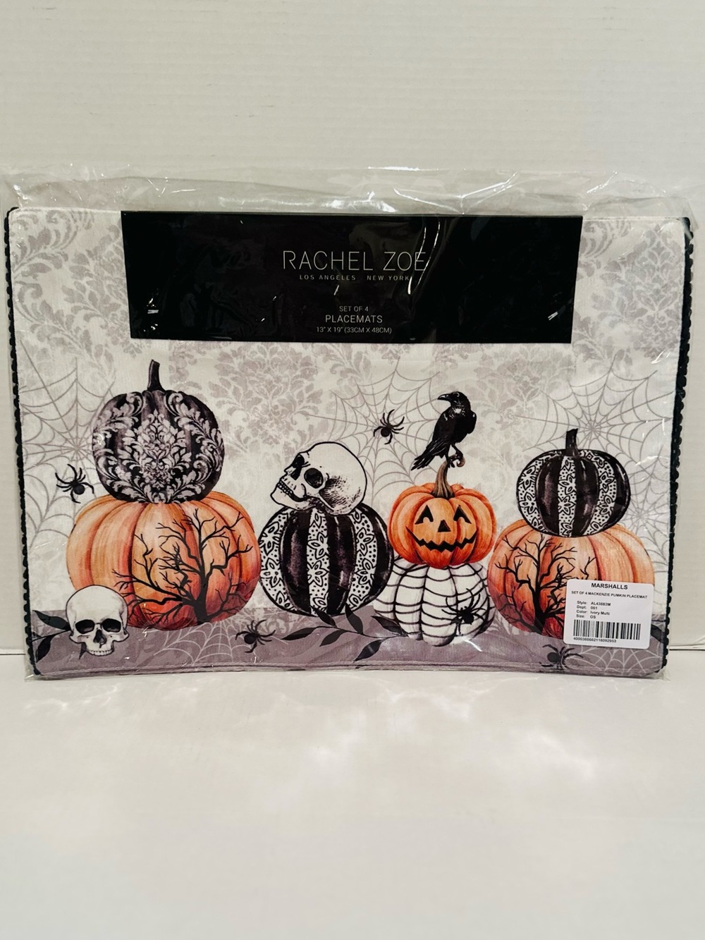 Rachel Zoe NWT Set of 4 Mackenzie Pumpkin Printed Placemats